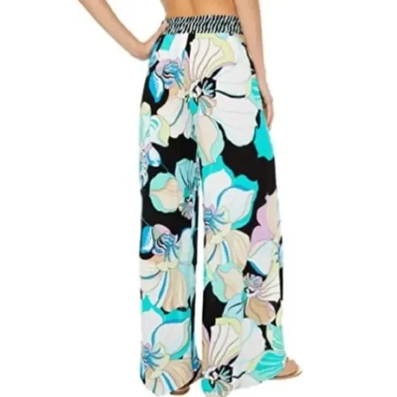 Trina Turk “Sinatra Flora” Split-Leg Swim Cover-Up Pants XS - Picture 2 of 10